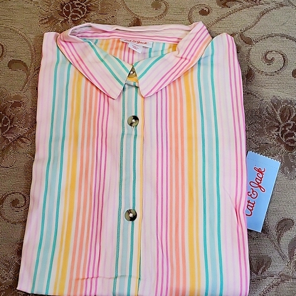 Cat & Jack Other - Cat & Jack Short- sleeves Girls Blouse XXL(18) Multicolored NWT!!